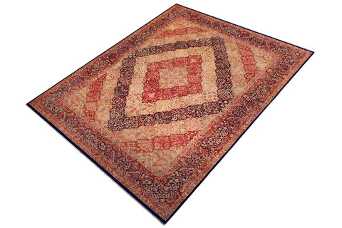 handmade Traditional Compartment Blue Blue Hand Knotted RECTANGLE 100% WOOL area rug 9 x 12