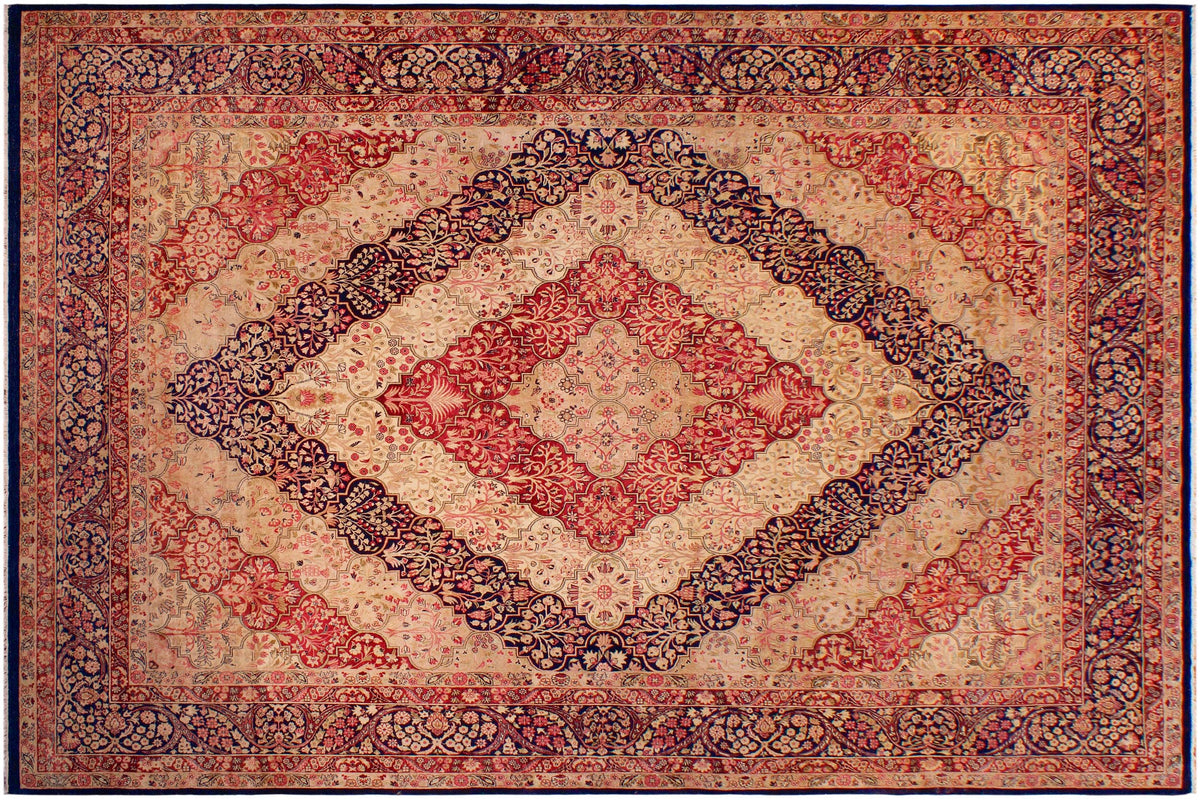handmade Traditional Compartment Blue Blue Hand Knotted RECTANGLE 100% WOOL area rug 9 x 12