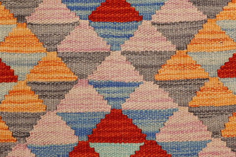 handmade Geometric Kilim Beige Red Hand-Woven RECTANGLE 100% WOOL area rug 2' x 3'