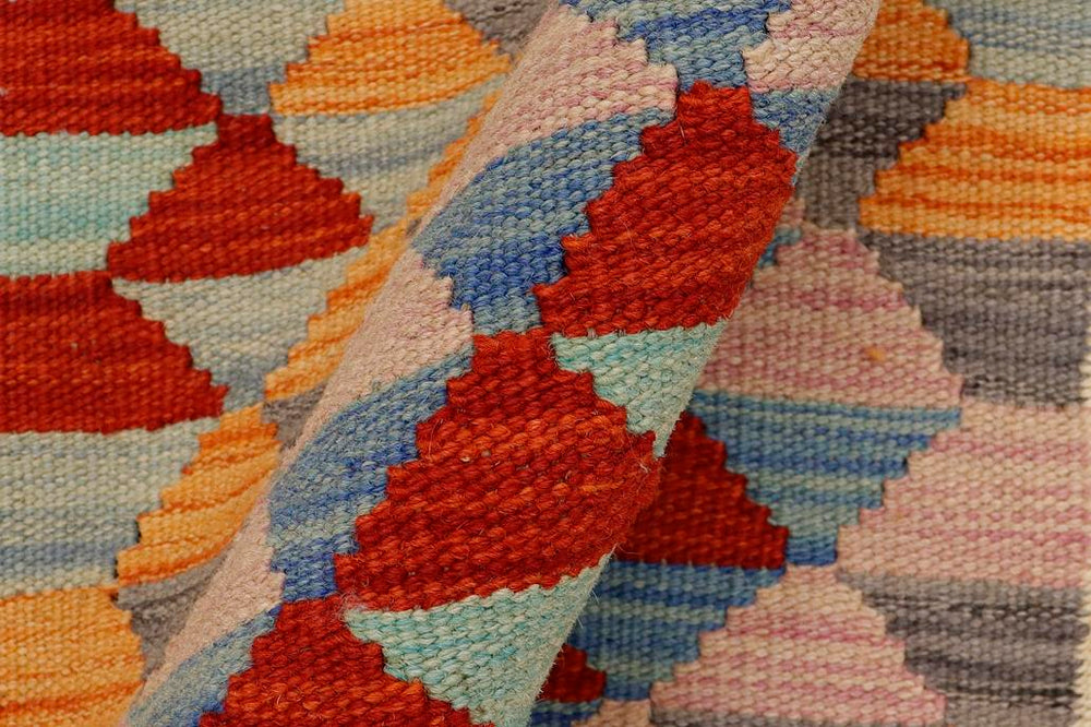 Flat Weave Kilim Antique Navaho Vintage handmade Geometric Kilim Beige Red Hand-Woven Rectangle 100% Wool Area Rug 2x3 