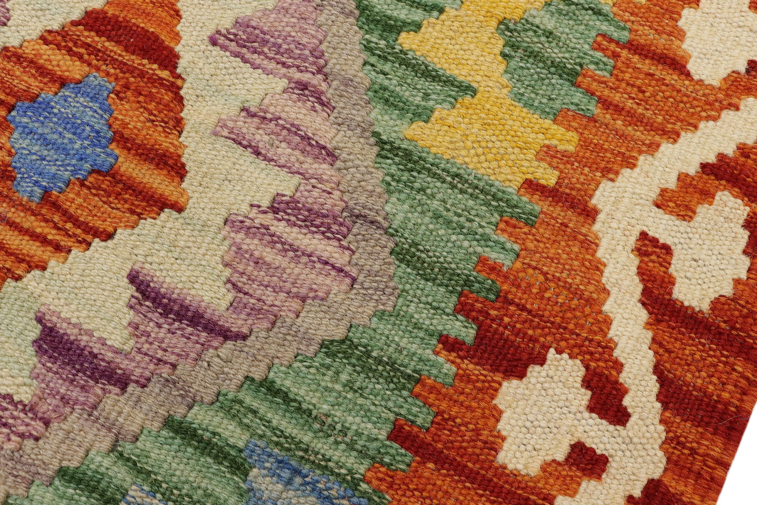 handmade Geometric Kilim Rust Gray Hand-Woven RECTANGLE 100% WOOL area rug 2' x 3'