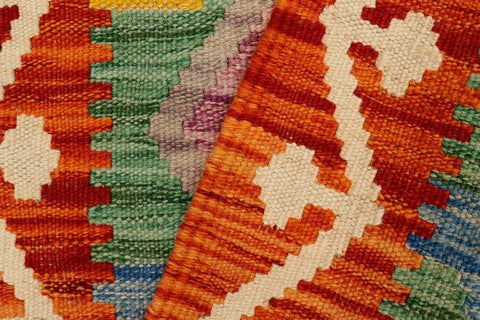 handmade Geometric Kilim Rust Gray Hand-Woven RECTANGLE 100% WOOL area rug 2' x 3'