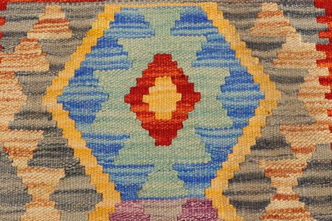 handmade Geometric Kilim Red Beige Hand-Woven RECTANGLE 100% WOOL area rug 2' x 3'