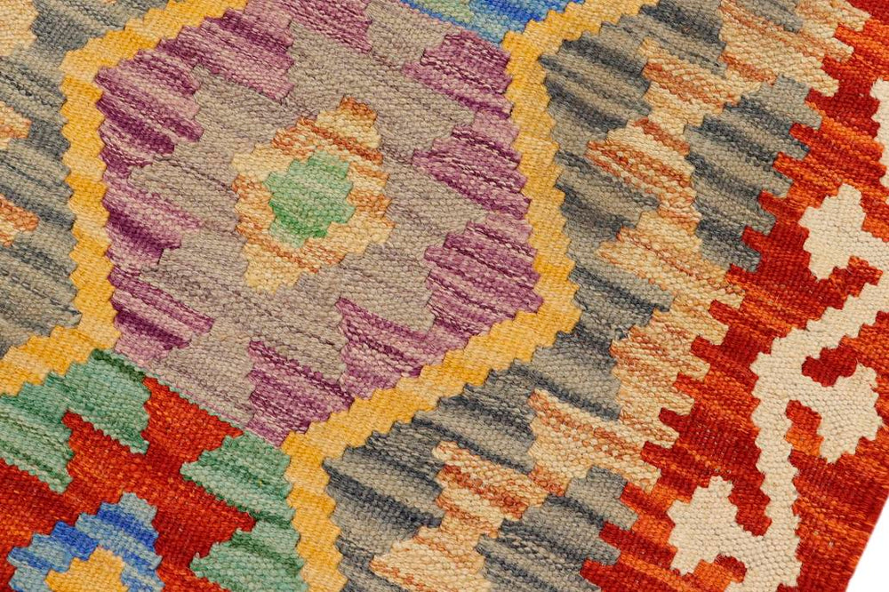 Flat Weave Kilim Antique Navaho Vintage handmade Geometric Kilim Red Beige Hand-Woven Rectangle 100% Wool Area Rug 2x3 