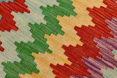 Flat Weave Kilim Antique Navaho Vintage handmade Modern Kilim Rust Blue Hand-Woven Rectangle 100% Wool Area Rug 2x3 