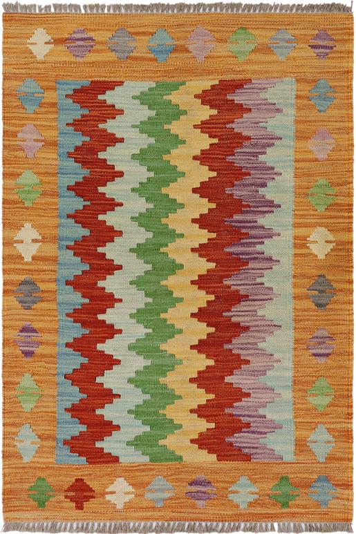 Flat Weave Kilim Antique Navaho Vintage handmade Modern Kilim Rust Blue Hand-Woven Rectangle 100% Wool Area Rug 2x3 