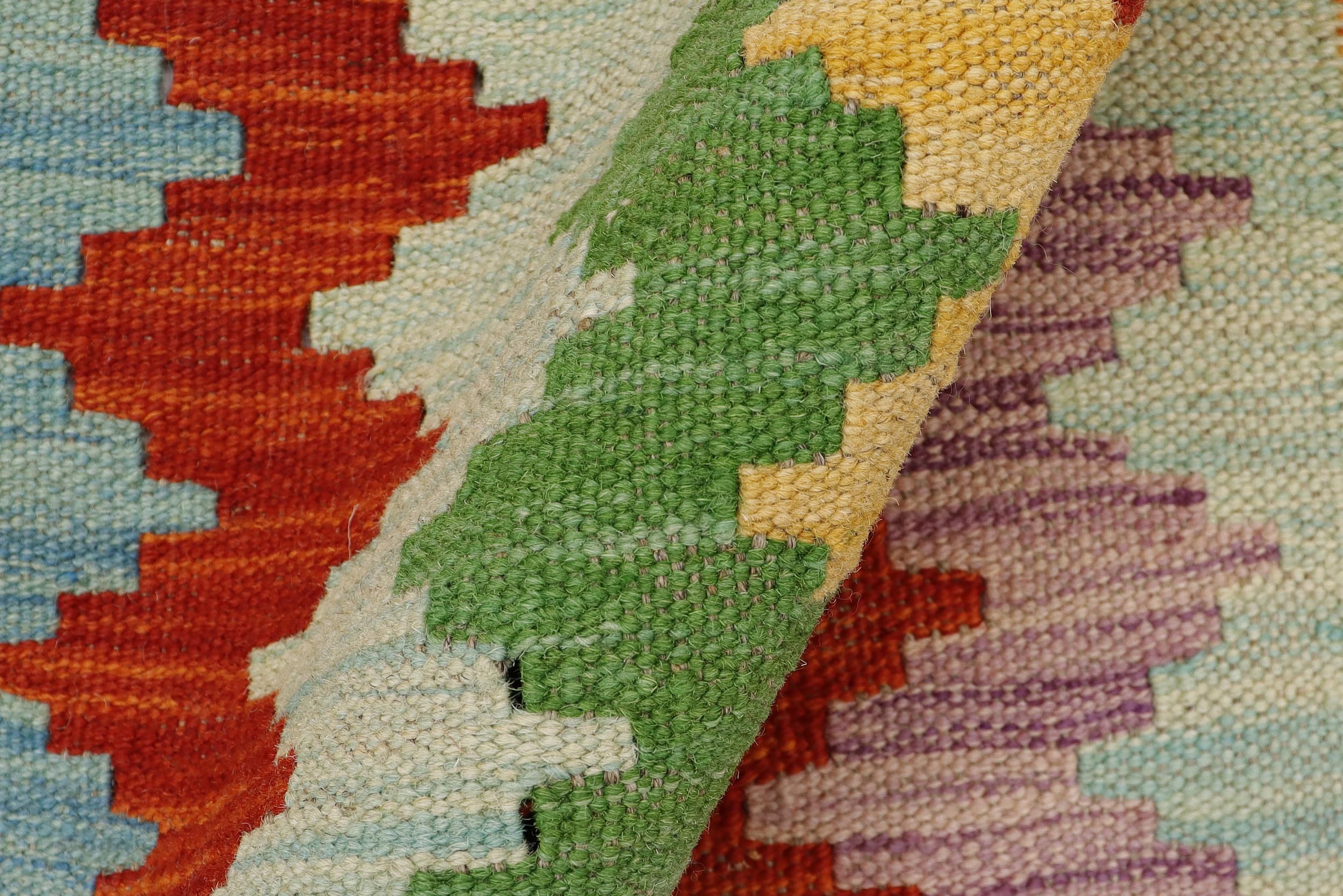 handmade Modern Kilim Rust Blue Hand-Woven RECTANGLE 100% WOOL area rug 2x3