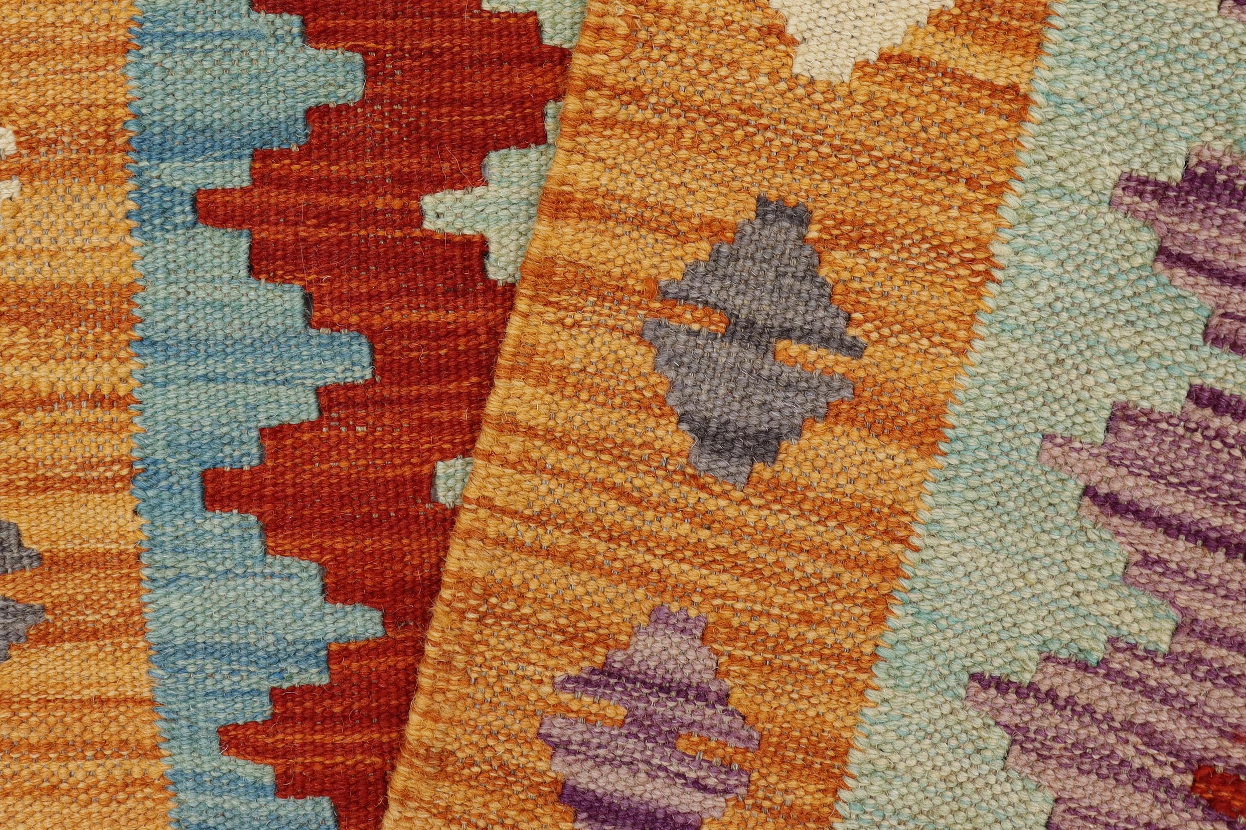 handmade Modern Kilim Rust Blue Hand-Woven RECTANGLE 100% WOOL area rug 2x3