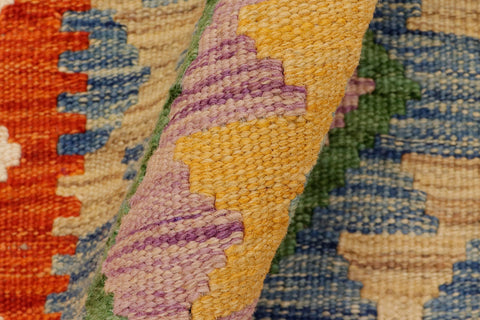 handmade Geometric Kilim Rust Beige Hand-Woven RECTANGLE 100% WOOL area rug 2' x 3'