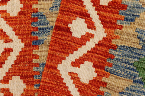 handmade Geometric Kilim Rust Beige Hand-Woven RECTANGLE 100% WOOL area rug 2' x 3'