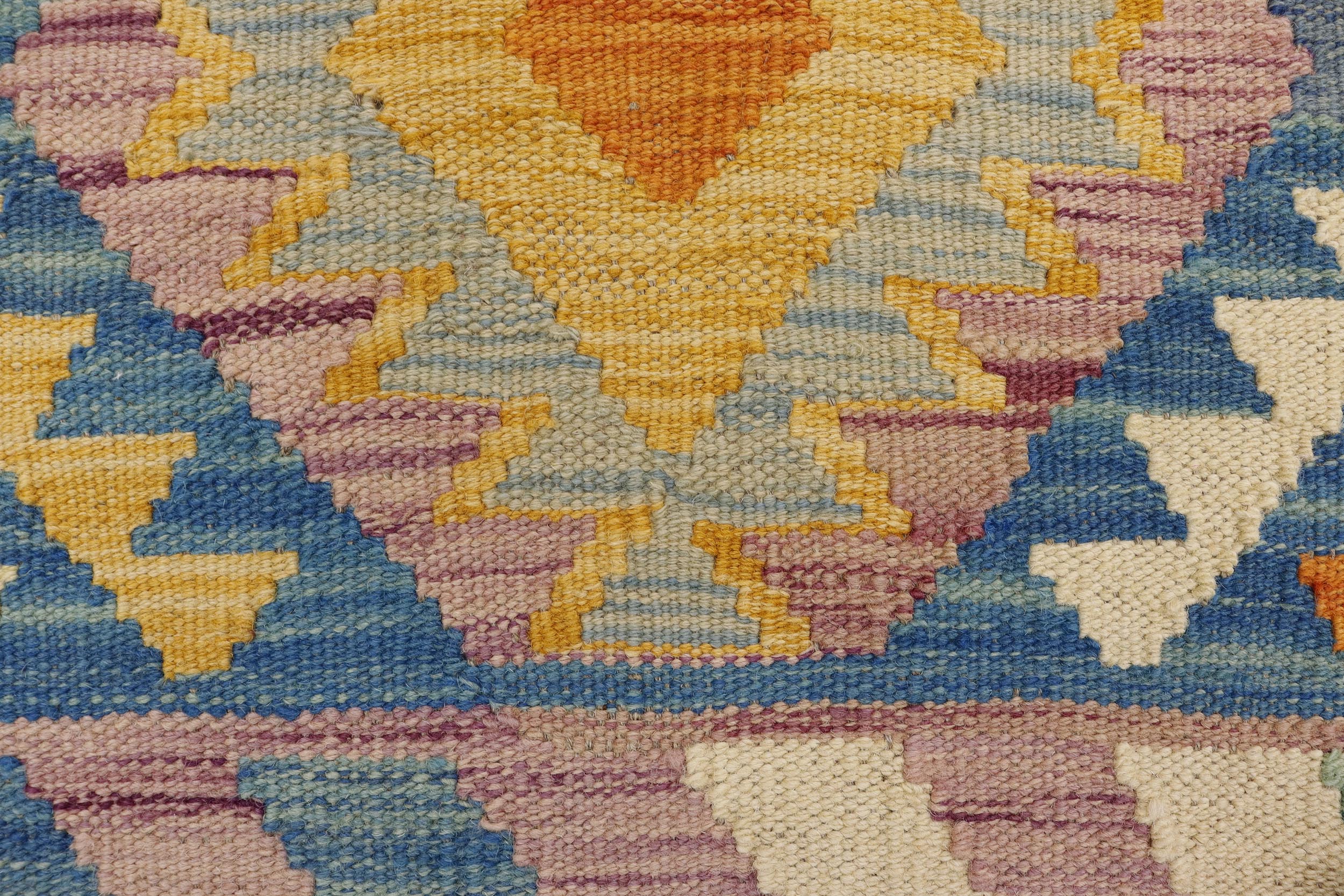 handmade Geometric Kilim Purple Beige Hand-Woven RECTANGLE 100% WOOL area rug 2' x 3'