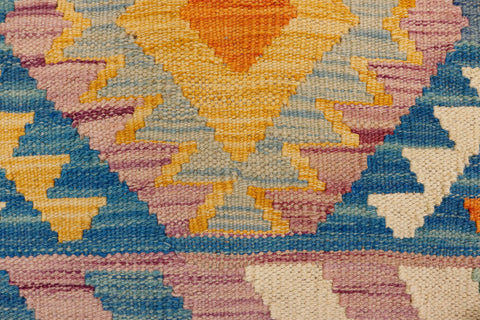 handmade Geometric Kilim Purple Beige Hand-Woven RECTANGLE 100% WOOL area rug 2' x 3'