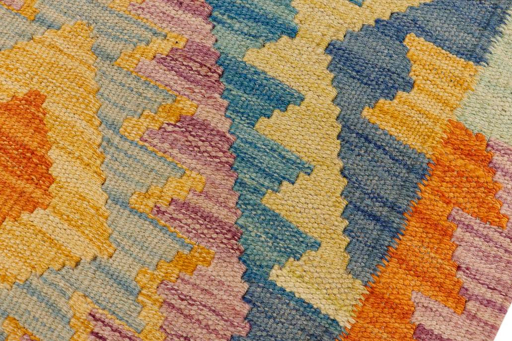 Flat Weave Kilim Antique Navaho Vintage handmade Geometric Kilim Purple Beige Hand-Woven Rectangle 100% Wool Area Rug 2x3 