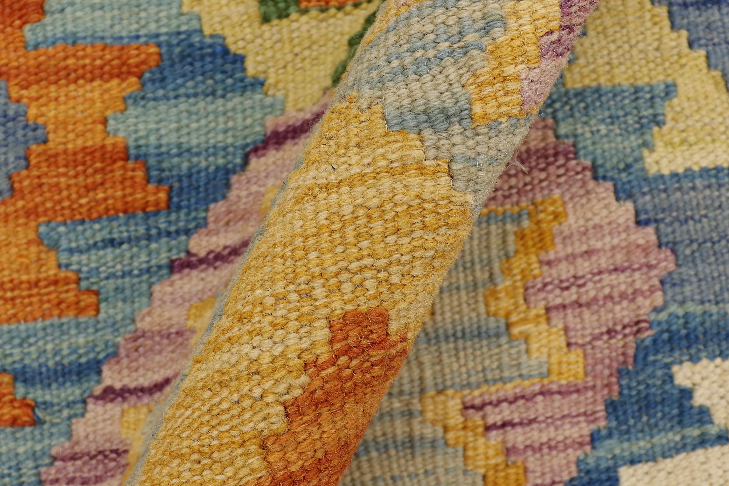 handmade Geometric Kilim Purple Beige Hand-Woven RECTANGLE 100% WOOL area rug 2' x 3'