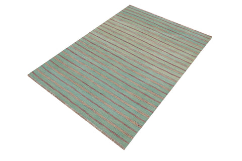 handmade Modern Kilim Blue Purple Hand-Woven RECTANGLE 100% WOOL area rug 5x7
