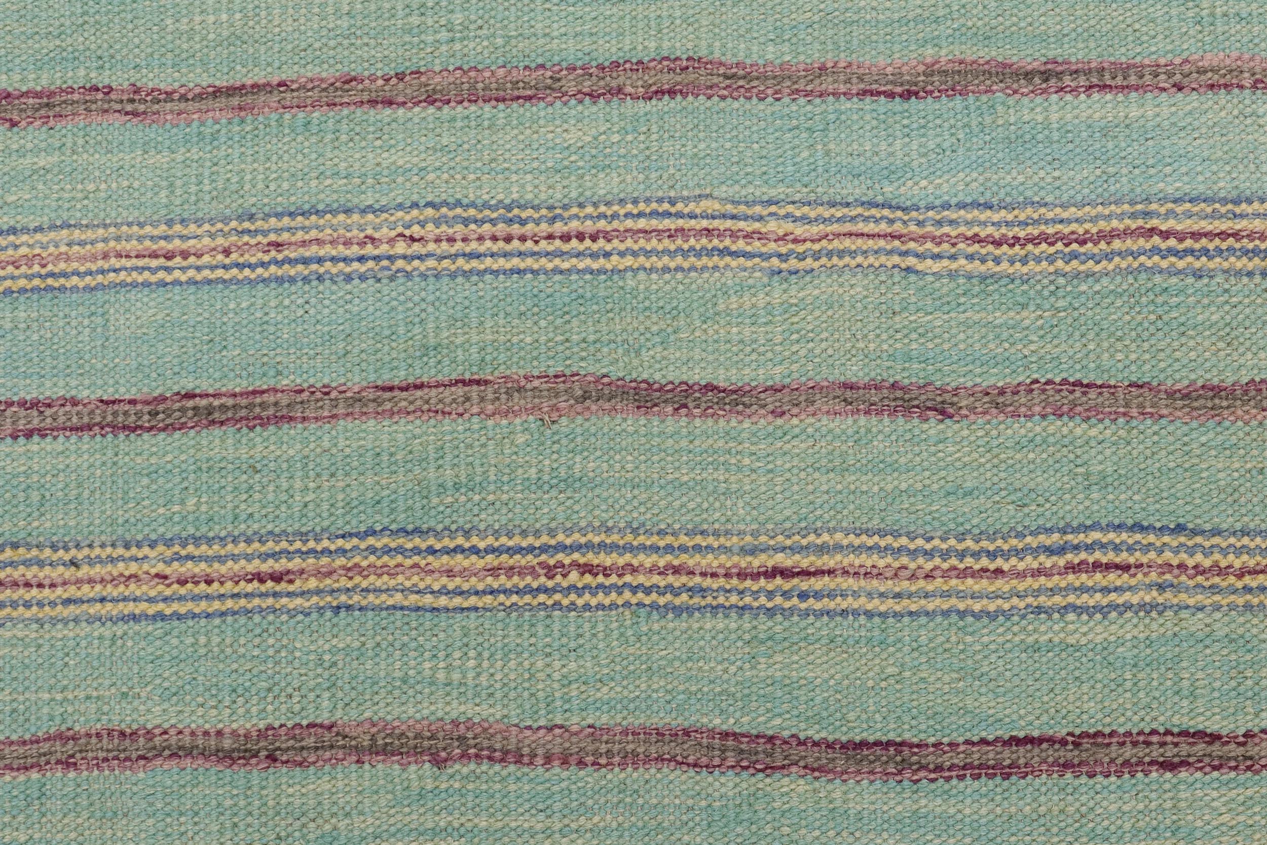 handmade Modern Kilim Blue Purple Hand-Woven RECTANGLE 100% WOOL area rug 5x7