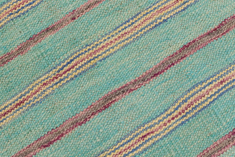 handmade Modern Kilim Blue Purple Hand-Woven RECTANGLE 100% WOOL area rug 5x7