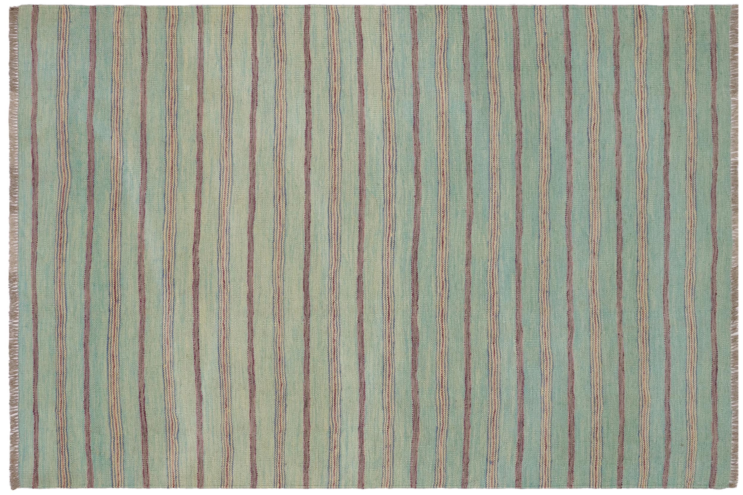 handmade Modern Kilim Blue Purple Hand-Woven RECTANGLE 100% WOOL area rug 5x7