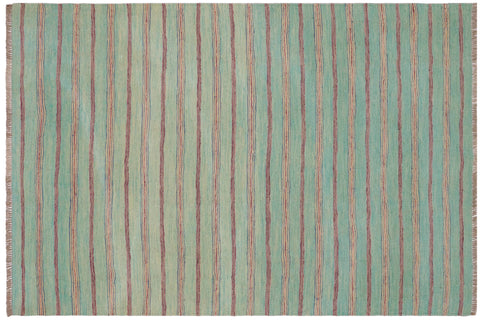 handmade Modern Kilim Blue Purple Hand-Woven RECTANGLE 100% WOOL area rug 5x7