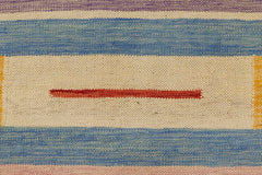 Flat Weave Kilim Antique Navaho Vintage handmade Modern Kilim Blue Beige Hand-Woven Rectangle 100% Wool Area Rug 4x6 