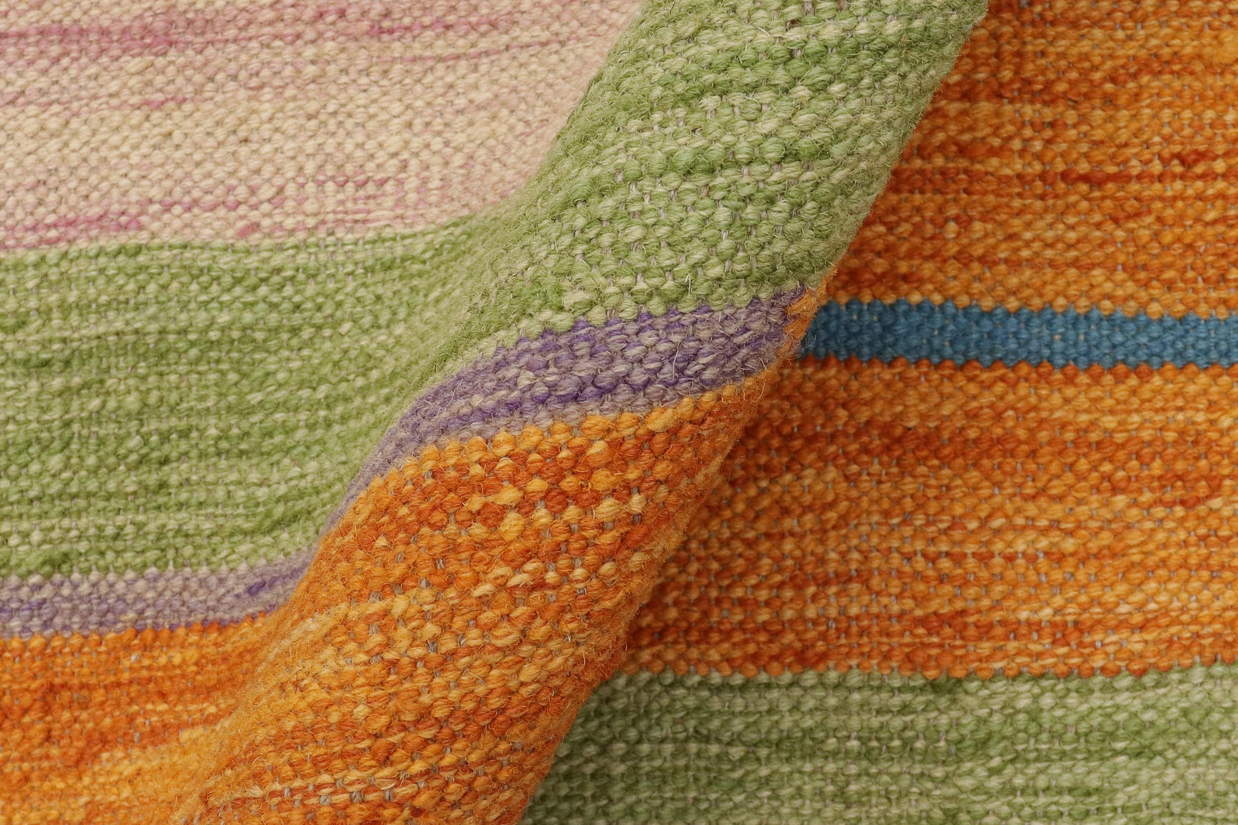 handmade Modern Kilim Blue Beige Hand-Woven RECTANGLE 100% WOOL area rug 4x6