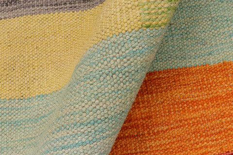 handmade Modern Kilim Beige Gray Hand-Woven RECTANGLE 100% WOOL area rug 3x5