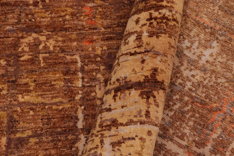 handmade Modern Modern Rust Gold Hand Knotted RECTANGLE WOOL&SILK area rug 8' x 10'