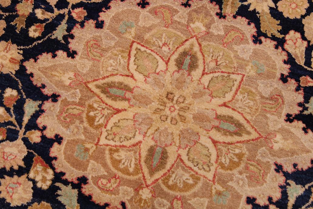 Antique Sultanabad Jewell Blue/Tan Wool Rug - 9'1'' x 12'5''