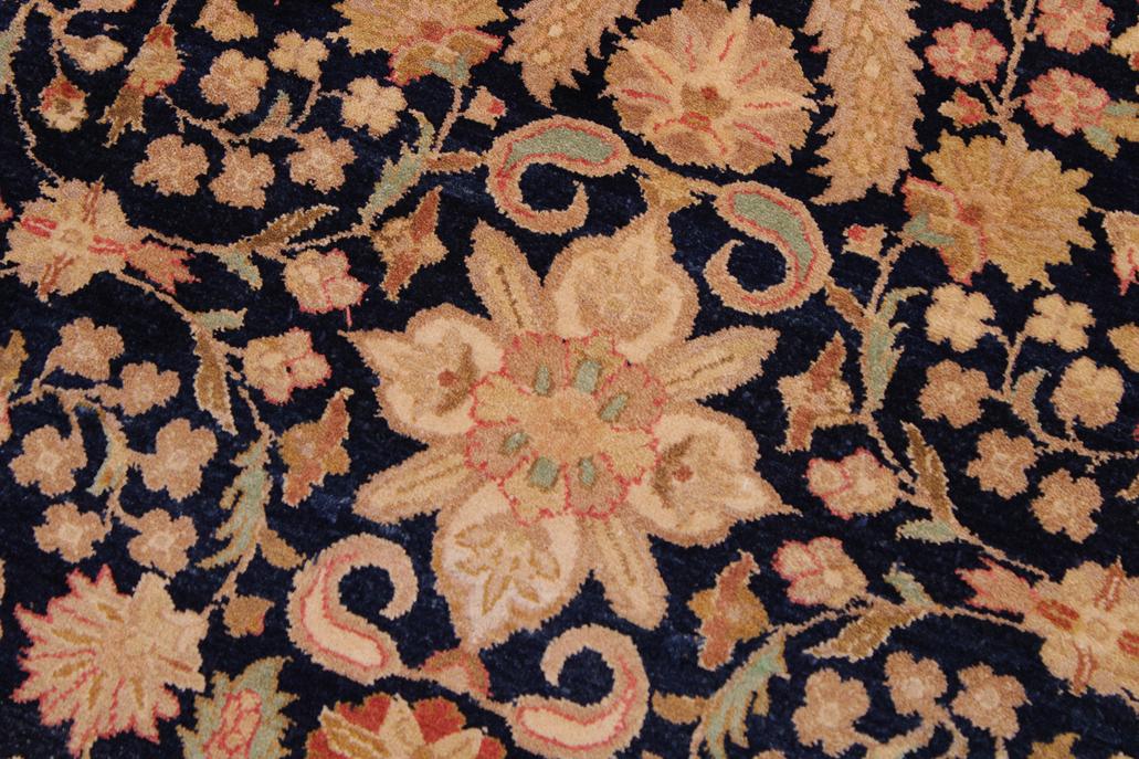 Antique Sultanabad Jewell Blue/Tan Wool Rug - 9'1'' x 12'5''