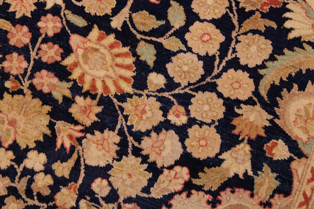 Antique Sultanabad Jewell Blue/Tan Wool Rug - 9'1'' x 12'5''