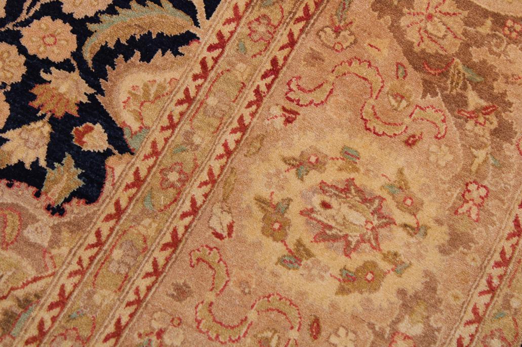 Antique Sultanabad Jewell Blue/Tan Wool Rug - 9'1'' x 12'5''