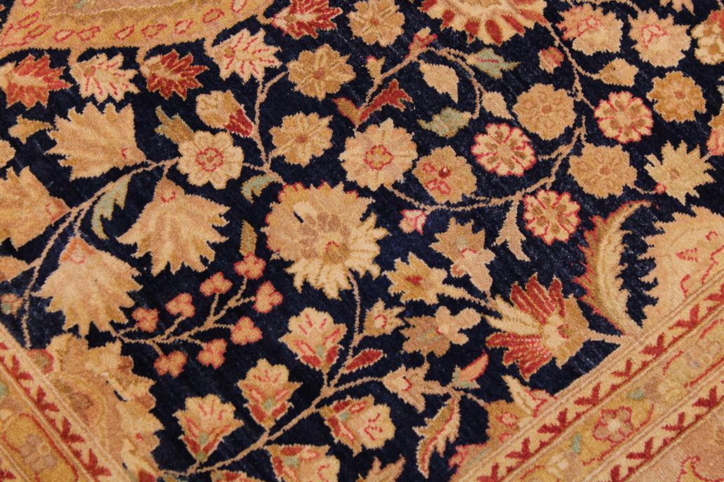 Antique Sultanabad Jewell Blue/Tan Wool Rug - 9'1'' x 12'5''