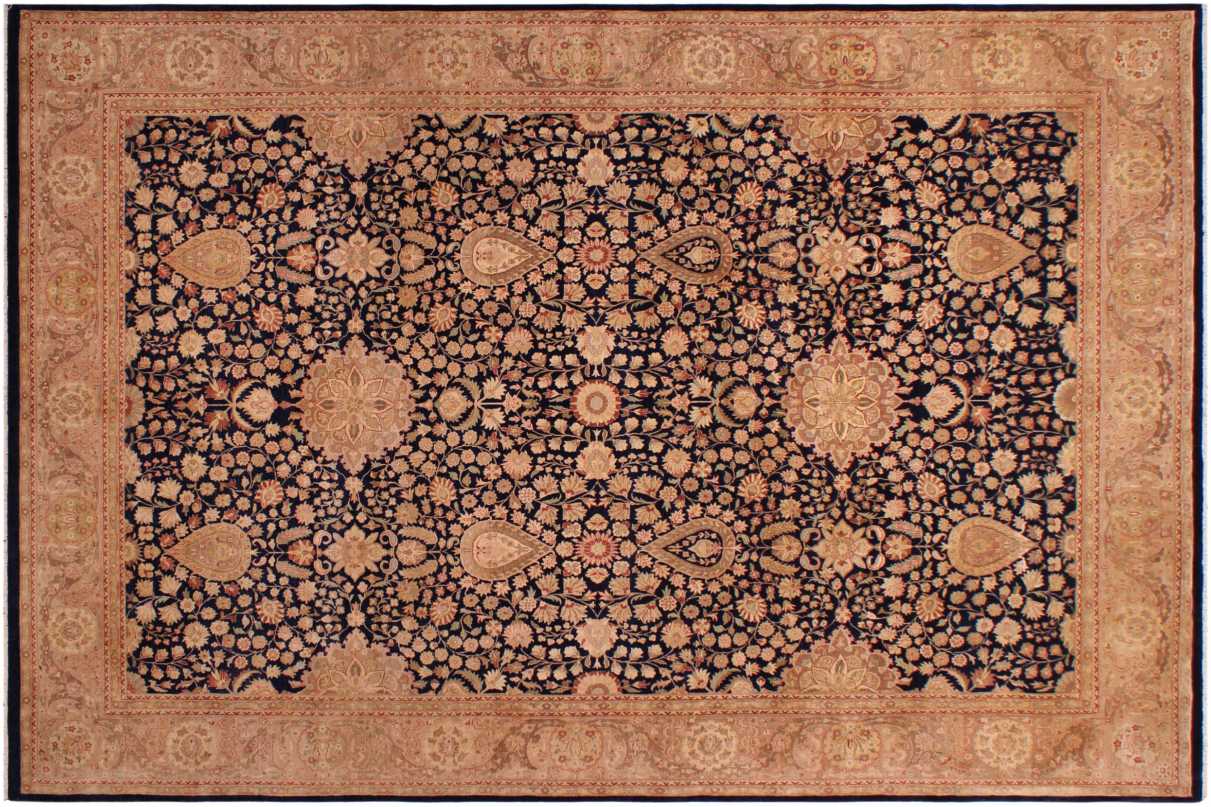 handmade Transitional Sultanabad Blue Tan Hand Knotted RECTANGLE 100% WOOL area rug 9x12