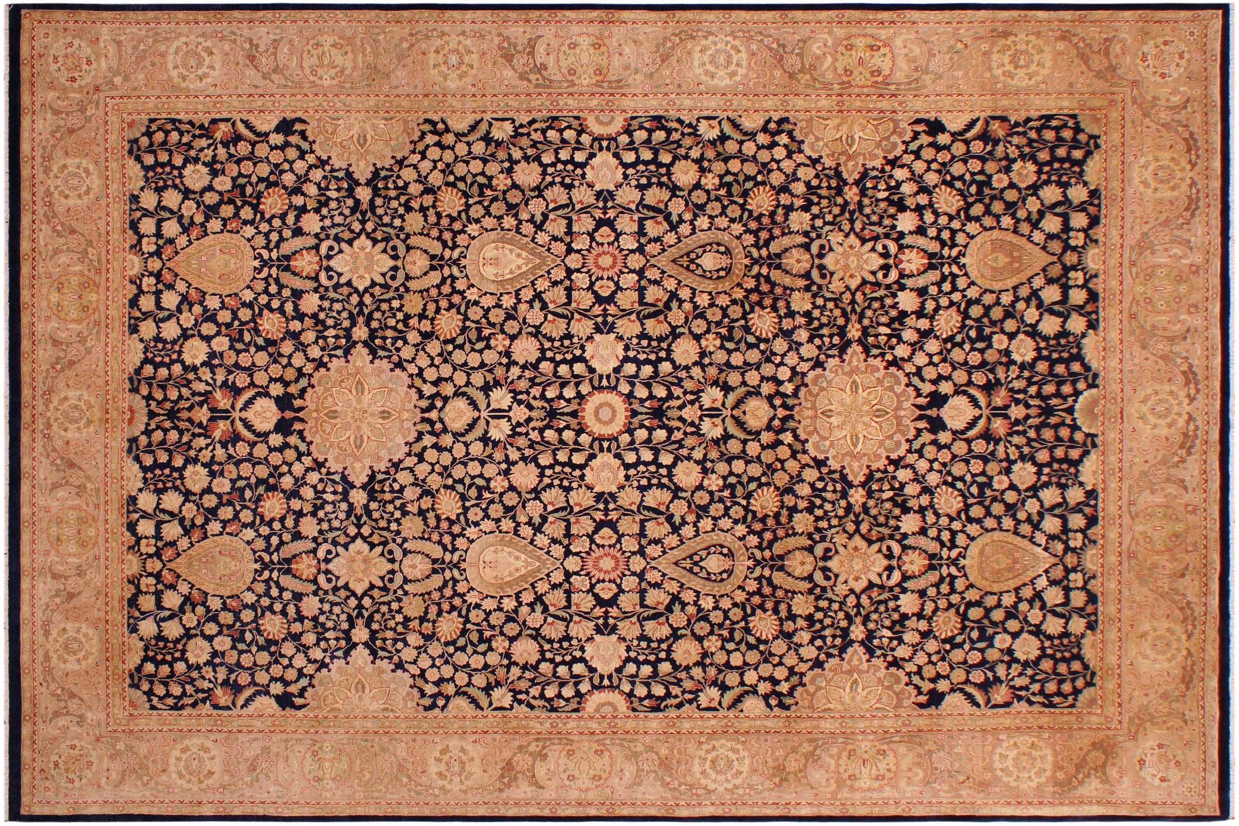 handmade Transitional Sultanabad Blue Tan Hand Knotted RECTANGLE 100% WOOL area rug 9 x 12