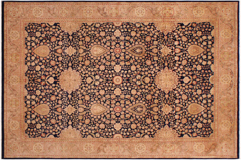 handmade Transitional Sultanabad Blue Tan Hand Knotted RECTANGLE 100% WOOL area rug 9 x 12
