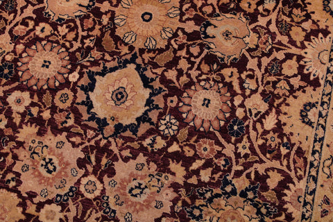 handmade Transitional Tabriz Maroon Tan Hand Knotted RECTANGLE 100% WOOL area rug 9x12