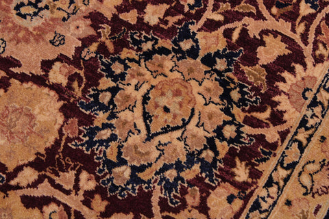 handmade Transitional Tabriz Maroon Tan Hand Knotted RECTANGLE 100% WOOL area rug 9x12