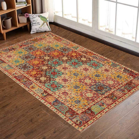 handmade Geometric Balouchi Red Beige Hand Knotted RECTANGLE 100% WOOL area rug 4x6