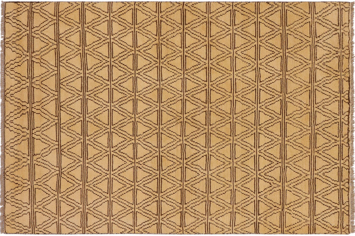 handmade Modern Balouchi Beige Brown Hand Knotted RECTANGLE 100% WOOL area rug 4x6