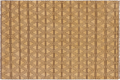 handmade Modern Balouchi Beige Brown Hand Knotted RECTANGLE 100% WOOL area rug 4x6