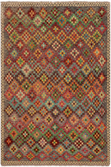 Shabby Chic Balochi Jaiden Gray/Red Wool Rug - 4'10''X6'9''