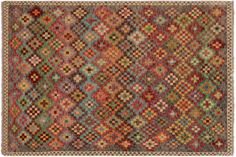 handmade Modern Balouchi Gray Red Hand Knotted RECTANGLE 100% WOOL area rug 5x7