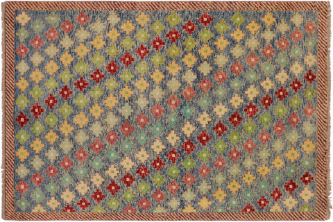 handmade Modern Balouchi Blue Red Hand Knotted RECTANGLE 100% WOOL area rug 4x6