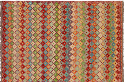 handmade Modern Balouchi Rust Blue Hand Knotted RECTANGLE 100% WOOL area rug 5x8