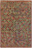 Modern Balochi Deshawn Brown/Red Wool Rug - 4'0'' x 5'9''