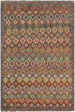 Boho Chic Balochi Emmanuel Gray/Blue Wool Rug - 4'4'' x 5'8''