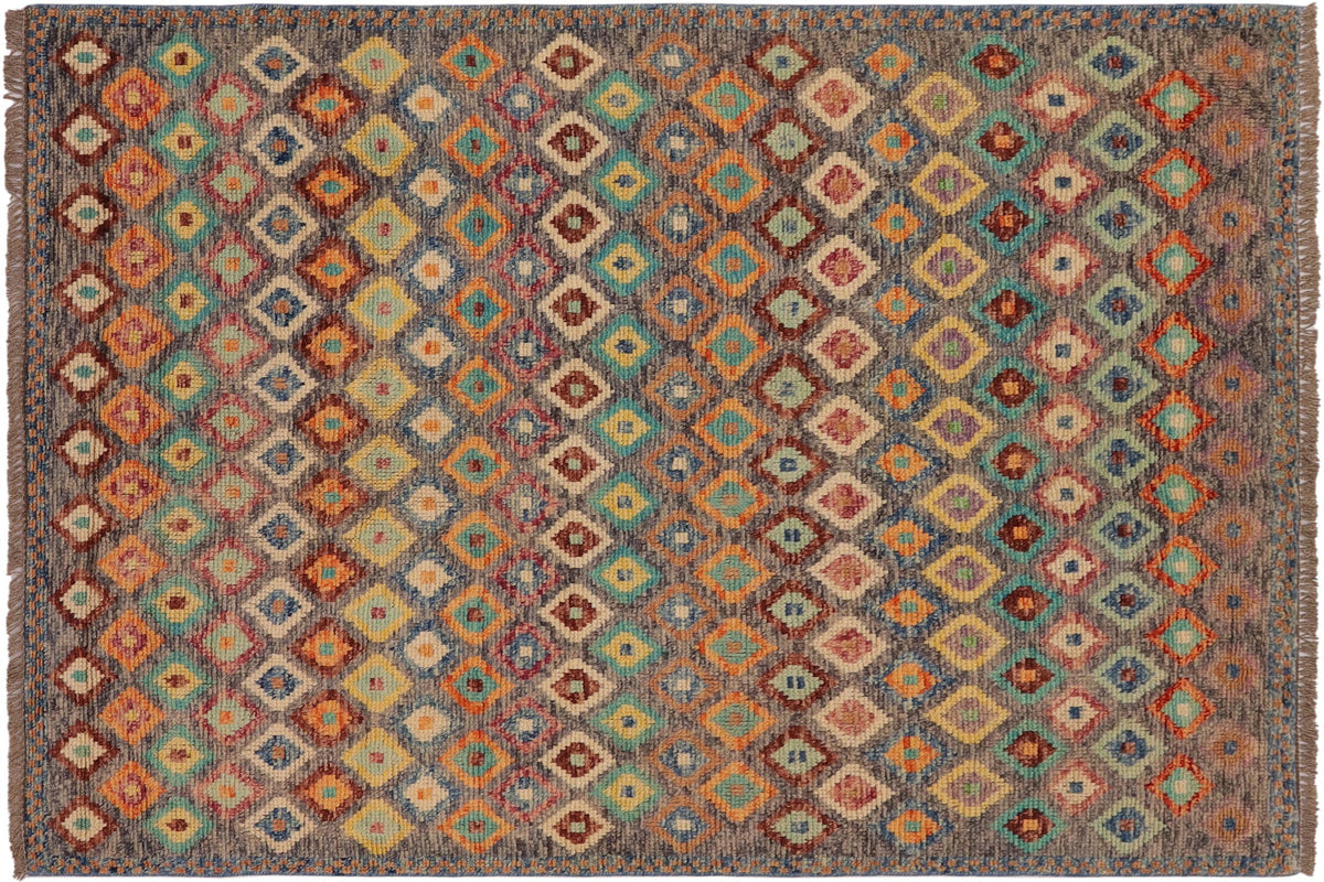 handmade Modern Balouchi Gray Blue Hand Knotted RECTANGLE 100% WOOL area rug 4x6