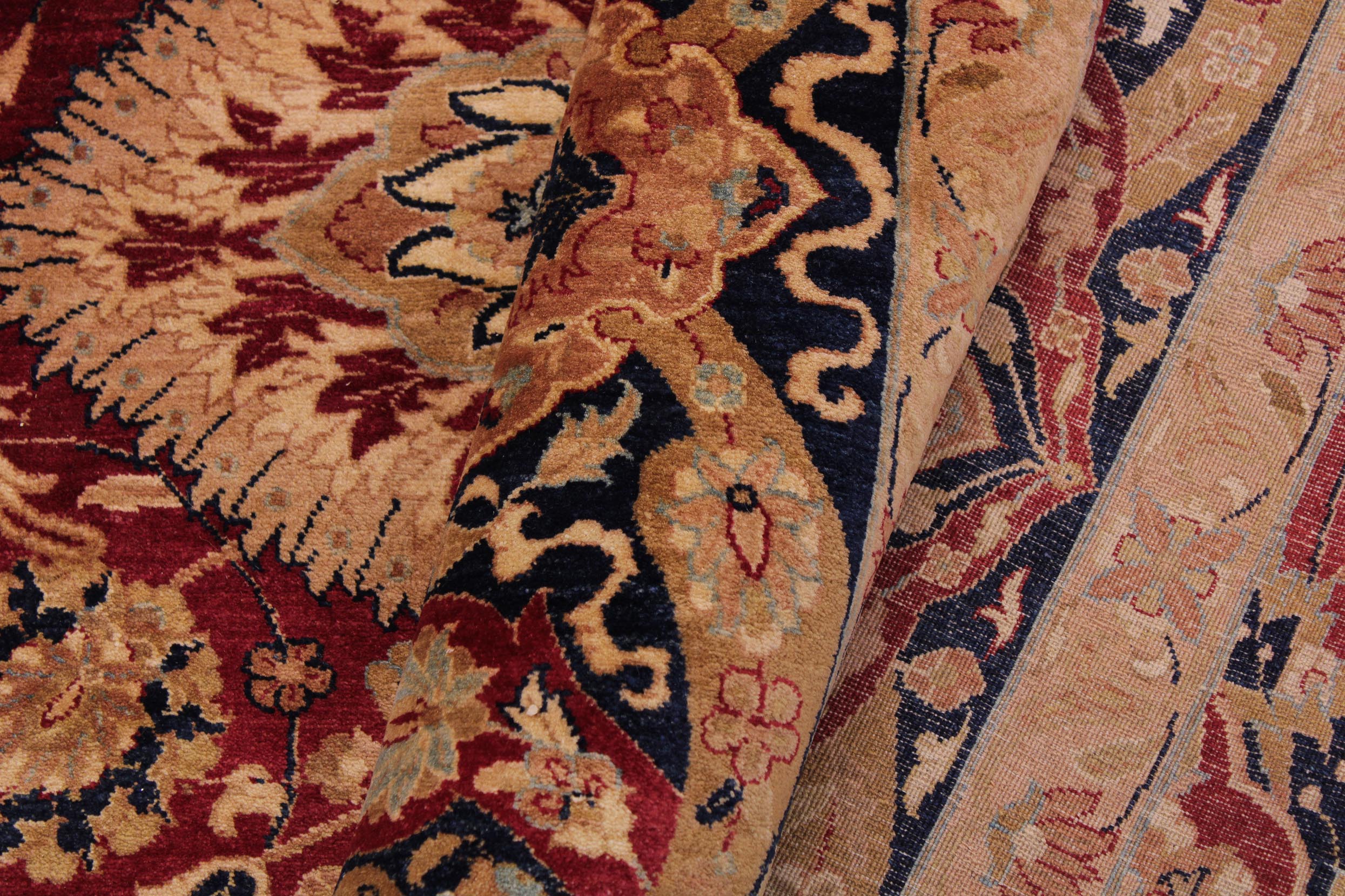 handmade Transitional Anmol Agra Red Blue Hand Knotted RECTANGLE 100% WOOL area rug 9x12