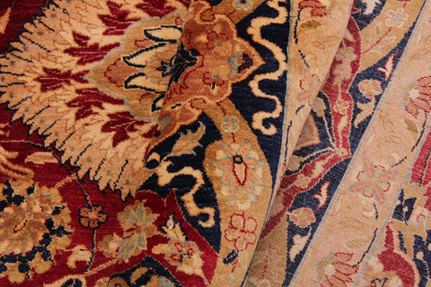 handmade Transitional Anmol Agra Red Blue Hand Knotted RECTANGLE 100% WOOL area rug 9 x 12