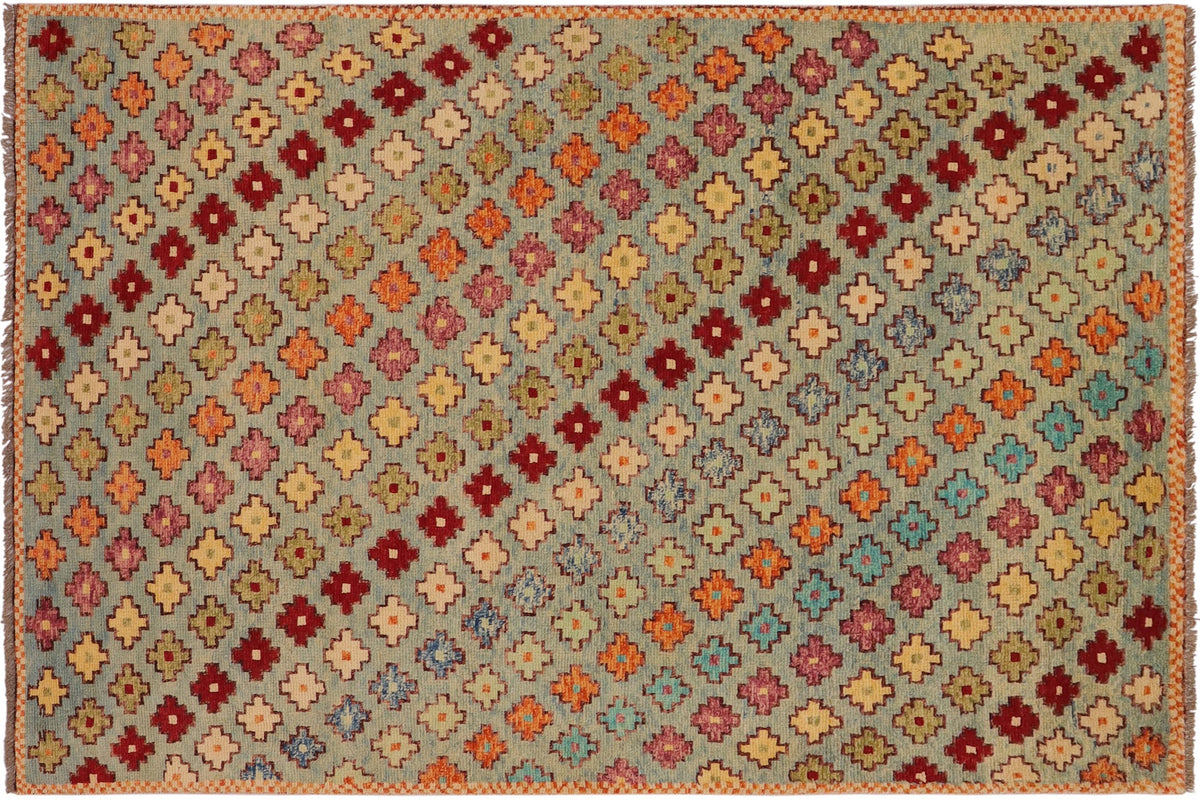 handmade Modern Balouchi Blue Red Hand Knotted RECTANGLE 100% WOOL area rug 5x8